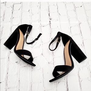 Payless Brash Suede Strappy Block Heels